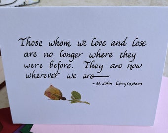 Christian Sympathy Card, Handmade Cards, In Memory Of, Sorry for Your Loss, Calligraphy Cards, Thinking of you card, grief card, Jesus card