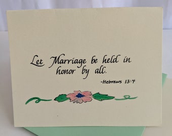 Wedding Card | Wedding Gift Cards| Handmade Personalized Calligraphy Greeting Cards| Bible verse