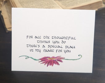 Christian Thank you card, Thank you notes, thinking of you card, card of thanks, sending gratitude, handmade cards, calligraphy cards