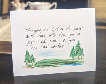 Christian Comfort card, Care cards, sympathy card, get well card, care and comfort, handmade cards, calligraphy card, Christian cards,