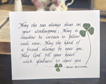 Irish Blessing Card, Calligraphy cards, Handmade cards, Christian Cards, Thinking of you card, congratulation card, housewarming card, Irish