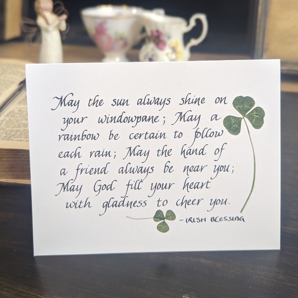 Irish Blessing Card, Calligraphy cards, Handmade cards, Christian Cards, Thinking of you card, congratulation card, housewarming card, Irish