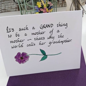New Grandma Card, Handmade Greeting Cards, Congratulations Grandma, Handmade Calligraphy cards, New Grandparent, Congratulation Card image 1