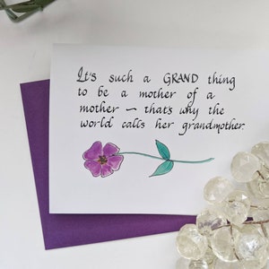 New Grandma Card, Handmade Greeting Cards, Congratulations Grandma, Handmade Calligraphy cards, New Grandparent, Congratulation Card image 3