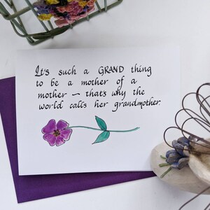 New Grandma Card, Handmade Greeting Cards, Congratulations Grandma, Handmade Calligraphy cards, New Grandparent, Congratulation Card image 4