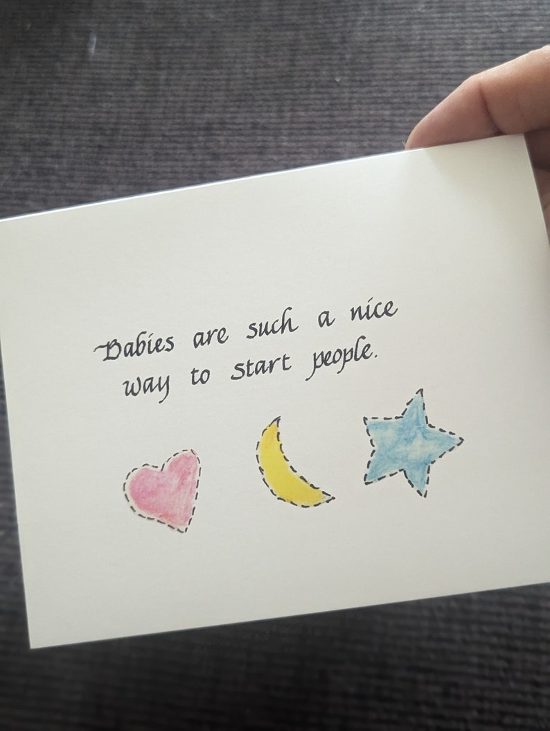 New Baby Card, Handmade Calligraphy Note, Welcome Child ,baby Shower ...