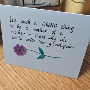New Grandma Card, Handmade Greeting Cards, Congratulations Grandma, Handmade Calligraphy cards, New Grandparent, Congratulation Card image 5