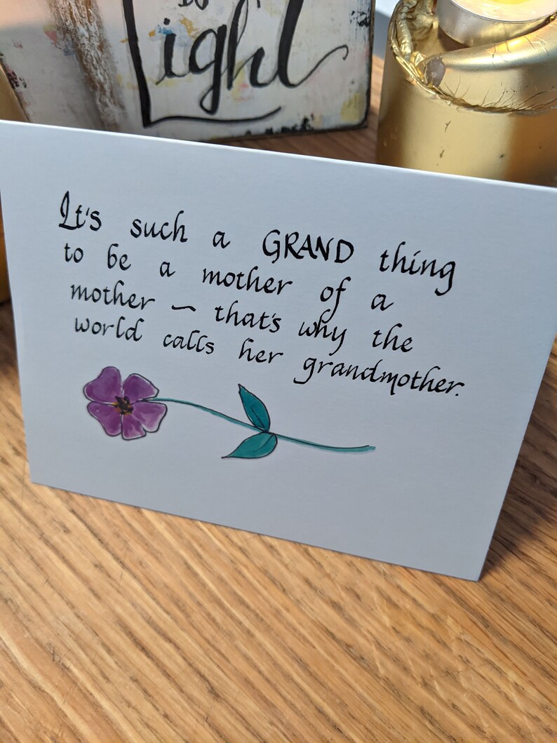 New Grandma Card, Handmade Greeting Cards, Congratulations Grandma, Handmade Calligraphy cards, New Grandparent, Congratulation Card image 5