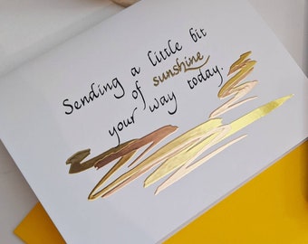 Sending Sunshine, Sunshine Card, Encouragement Cards, Calligraphy Cards, Uplifting Message, Thinking of you card, Sunshine note cards,