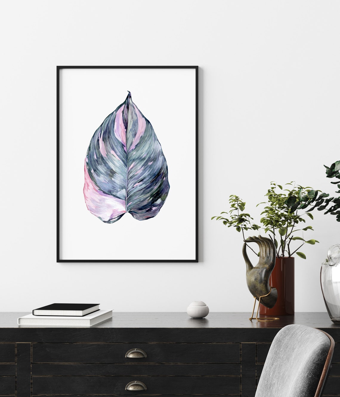 Pink Princess Philodendron Watercolor Print Tropical Plant | Etsy