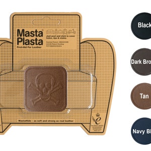 MastaPlasta Samoprzylepne łatki naprawcze PREMIUM Leather Repair Patches PIRATE Design. 5cmx5cm (2x2 cale). Wybierz kolor. Pierwsza pomoc do siedzeń, toreb itp.
