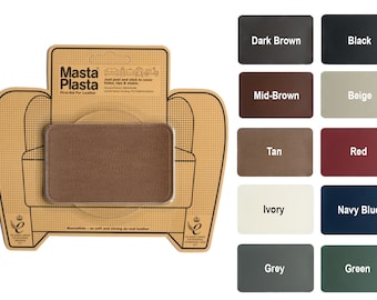 MastaPlasta Selbstklebende PREMIUM-LEDER-REPARATUR-Flicken 10cmx6cm. Farbe wählen. Erste-Hilfe-Set für Sofas, Autositze, Taschen, Jacken