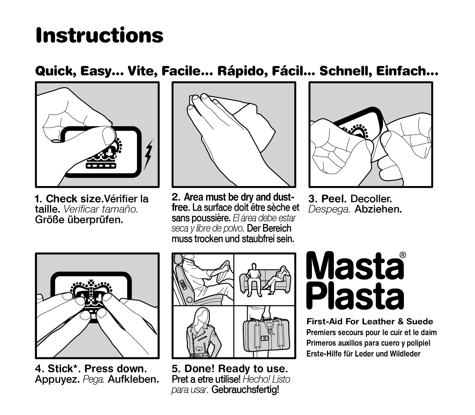 MastaPlasta Patch Réparation Cuir Daim – Ultra Discret & Résistant | Canapé, Siège Auto, Veste, Sac – Choisissez Votre Couleur & Taille