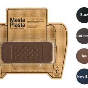 MastaPlasta Self-Adhesive PREMIUM Leather Repair Patches BANDAGE Design. 10cmx4cm (4x1.4ins). Choose Colour. First-Aid for Seating, Bags etc