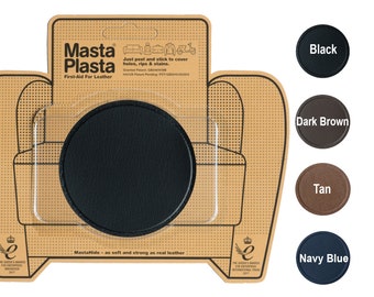 MastaPlasta Selbstklebendes PREMIUM Lederreparaturflicken SUPERCIRCLE 8cmx8cm. Farbe wählen. Erste-Hilfe-Set für Sofas, Autositze, Taschen etc