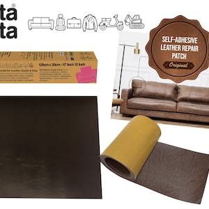 Puede incluir: Parche de reparación de cuero autoadhesivo marrón, 120cm x 30cm, para cuero, ante y vinilo. Producto de Masta Plasta, hecho a mano en Gran Bretaña.
