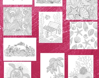 Ten (10) Seaside Themed Simple and Complex Coloring Pages for Download