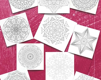 Ten (10) Simple and Complex Snowflakes and Mandalas to download and color for adults Volume 3
