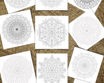 Ten (10) Mandalas and Snowflakes Adult Coloring Pages for Download. 8.5" x 11" printed Volume 7