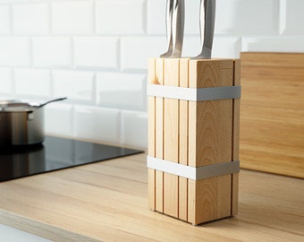 Wooden Knife Block, Knife Holder, Knife Rack, Birch Knife Block  -nice-