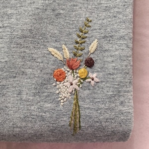 Jewel Bunch - Hand-Embroidered Floral Bouquet Organic Cotton T-shirt