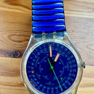 Vintage 1992 Swatch GK708 DROP Wristwatch Blue Swatch Gent