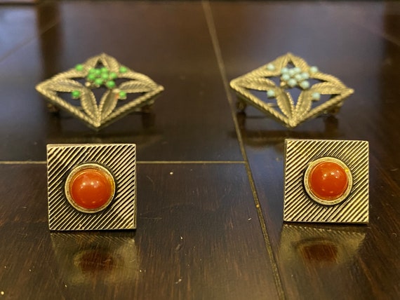 Vintage Cufflinks Soviet Decorations Cuff Links G… - image 1