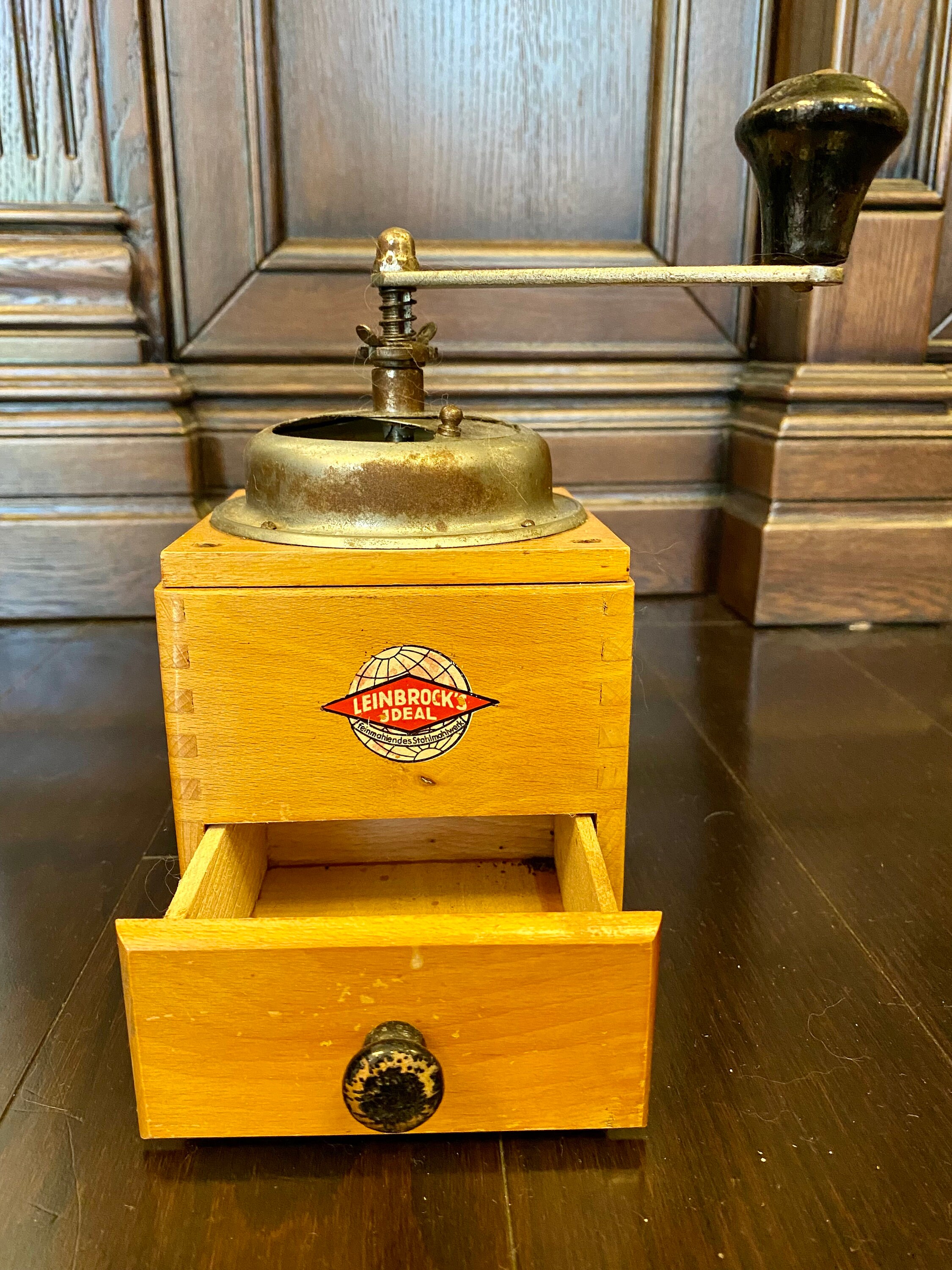 Vintage Coffee Grinder Leinbrock's Ideal Wood and Brass Etsy UK