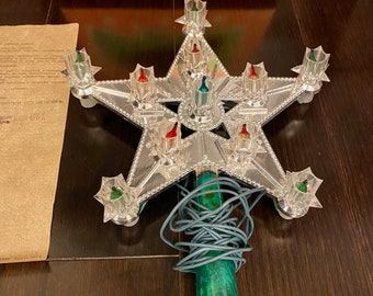 Vintage USSR Christmas Tree Topper: Multicolored Plastic Star, 1993