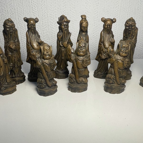 Figurines d'échecs chinoises rares de l'armée en terre cuite, figurines rares