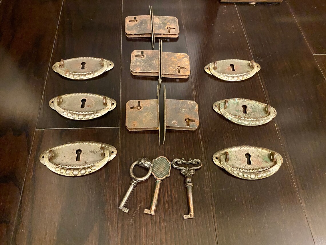 Vintage Buffet Handles Antique Furniture Fittings Chest Locks Etsy