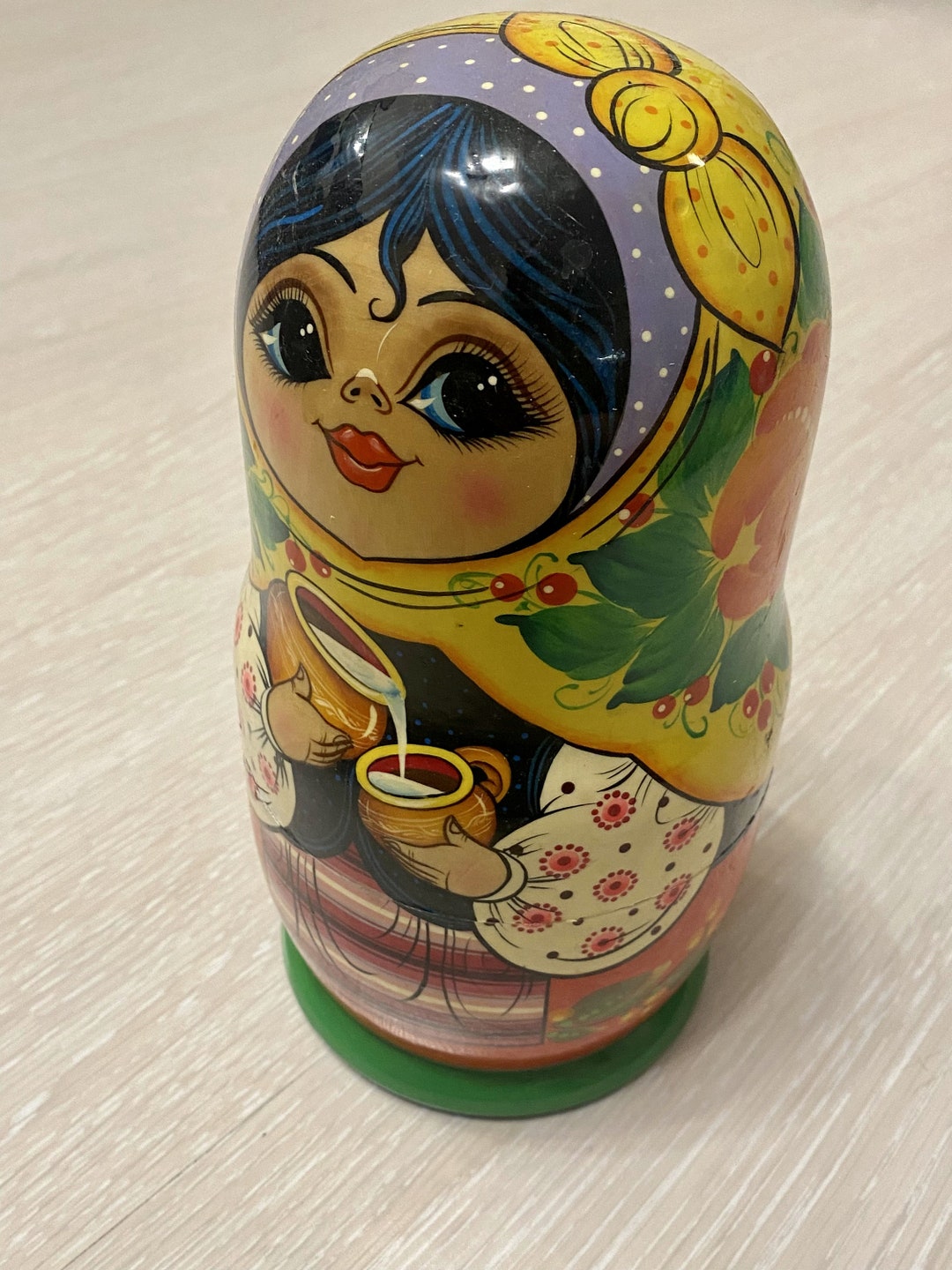 Vintage Soviet Matryoshka USSR Nesting Dolls Stacking Doll Wooden