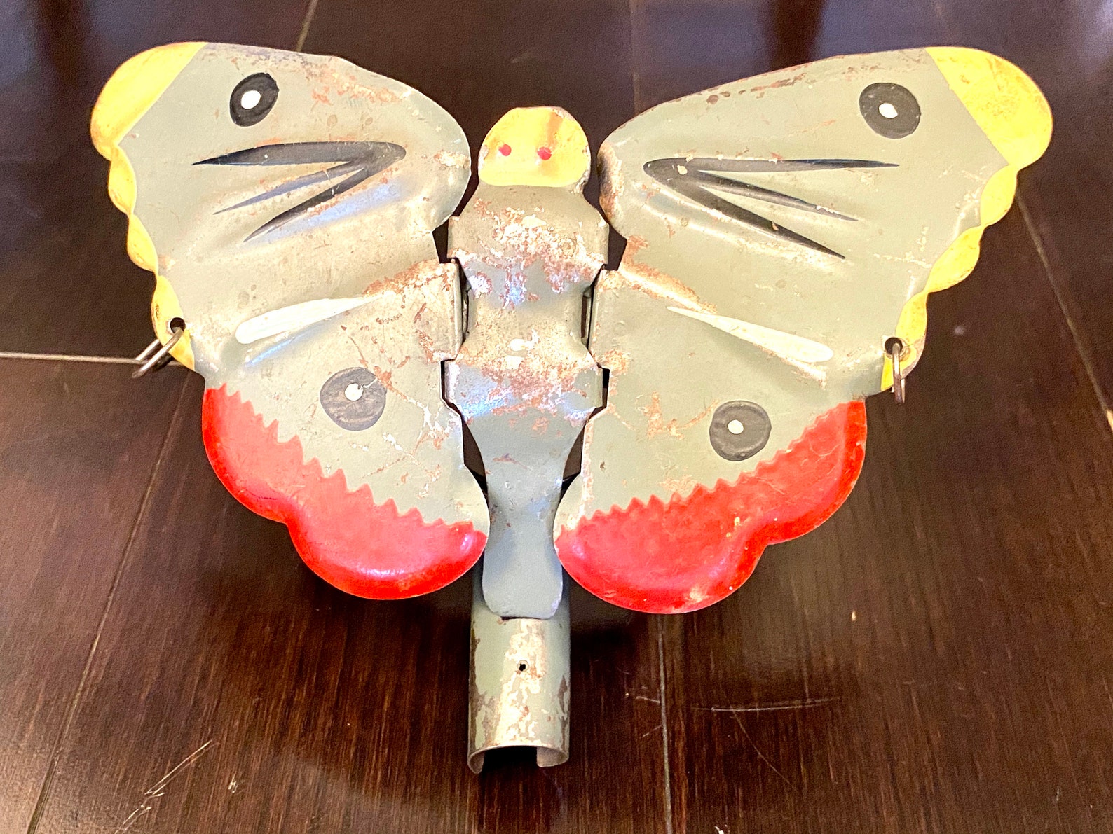 Antique Tin Butterfly Mechanical Push Toy Litho Vintage USSR Etsy
