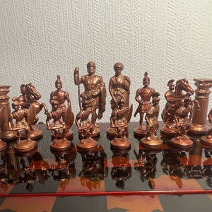 Vintage Roman chess figures Tin figures