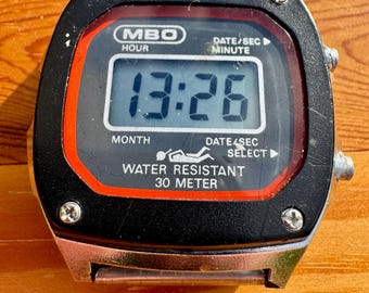 Vintage MBO LCD Watch: Men's 80s Retro-Futuristic Digital Watch