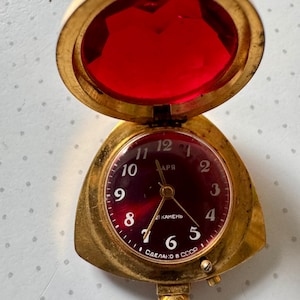 Vintage Zarya Heart-Shaped Pendant Watch, USSR | Gold-Plated | 21 Jewels