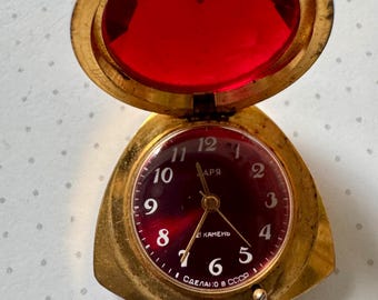 Vintage Zarya Heart-Shaped Pendant Watch, USSR | Gold-Plated | 21 Jewels