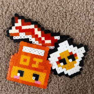 Pacchetto di modelli per perline Perler "Kawaii Breakfast" - 5 modelli per perline termofusibili (PDF digitale)