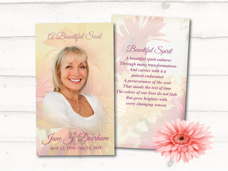 Bouquet Theme Prayer Cards Laminated Prayer Cards Memorial Etsy