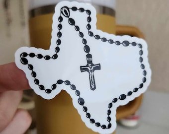 Texas State Map Catholic Rosary Sticker, Waterproof Vinyl
