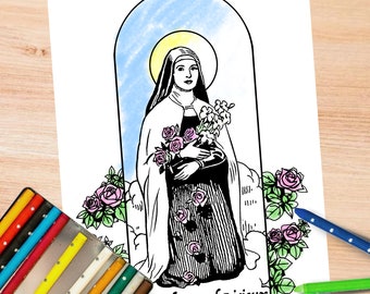 Saint Therese of Lisieux Coloring Page for Catholics