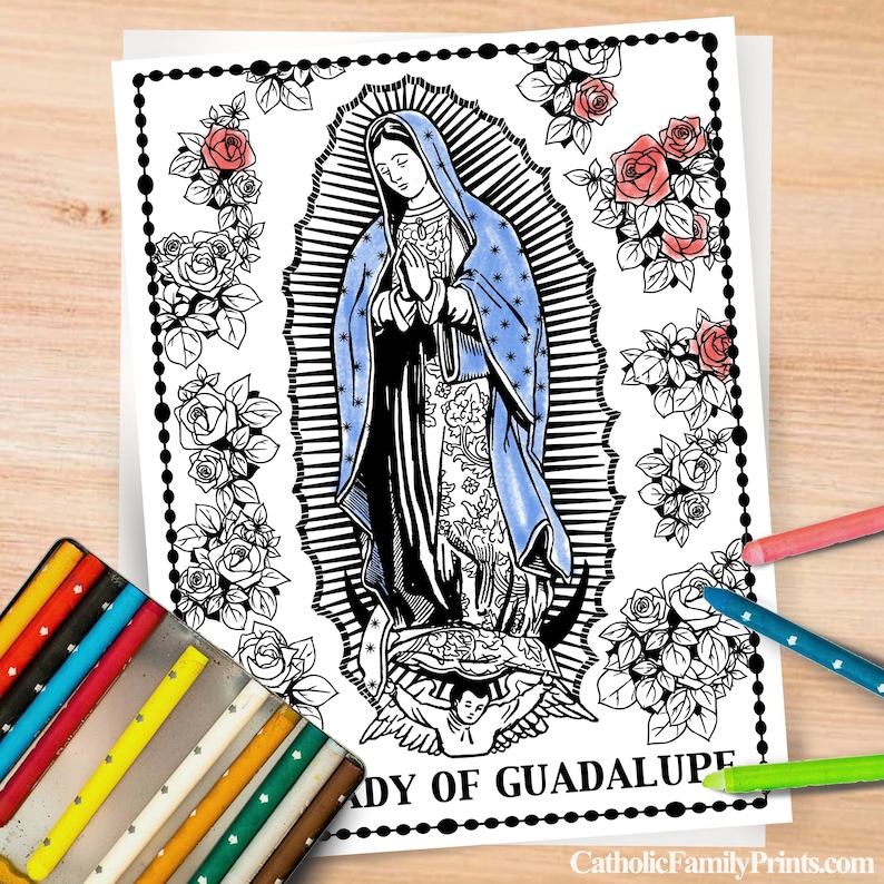 Our Lady of Guadalupe Coloring Page for Catholics - Etsy