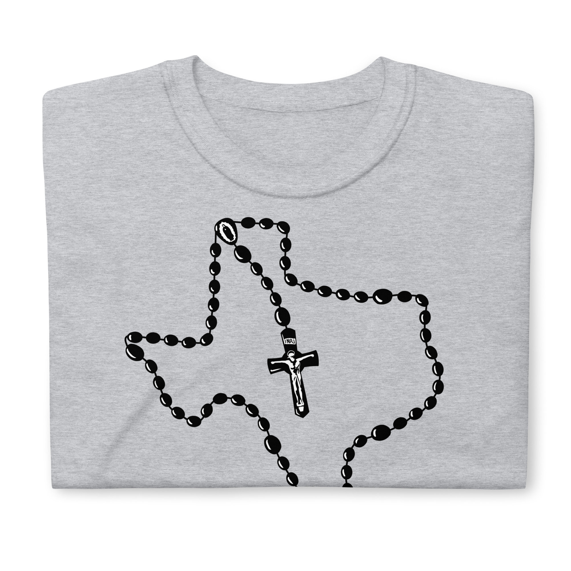State Map Catholic Rosary T-shirt, Texas Michigan Wisconsin and