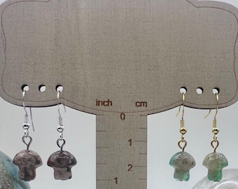 Flower Agate Mushroom Earrings | Witchy Boho Crystal Jewelry | Grounding & Growth Energy | Handmade Spiritual Gift