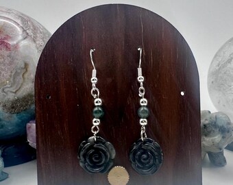 Kolczyki z jadeitu Wuji Rose | Kryształowa biżuteria w stylu Witchy Boho | Miłość i uzdrawianie emocjonalne | Ręcznie robiony prezent duchowy