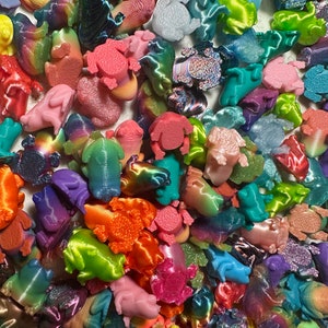 Multi-color Frog Earrings, Quirky Earrings, 3D printed Earrings