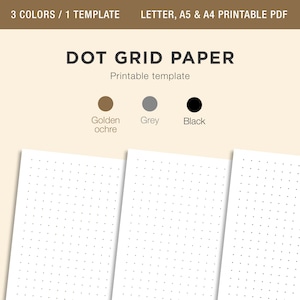 DOT GRID Papier zum ausdrucken, Punktrasterpapier, Kalligraphie-Punktrasterpapier, 5mm quadratisches Punktraster, A4 A5 Letter PDF