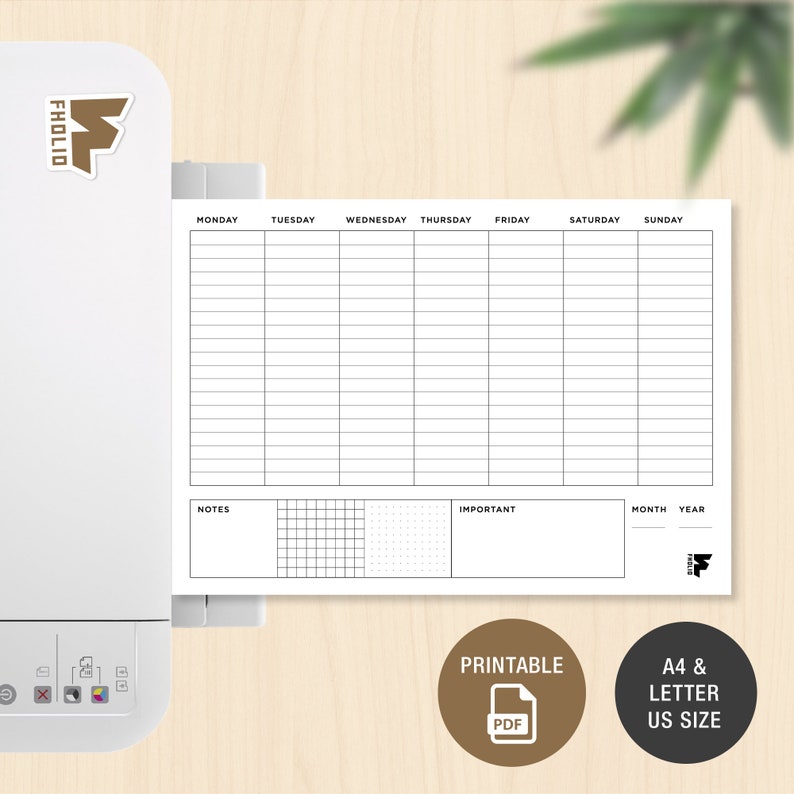 Weekly Plan Printable Sunday / Monday Start Week Planner Template