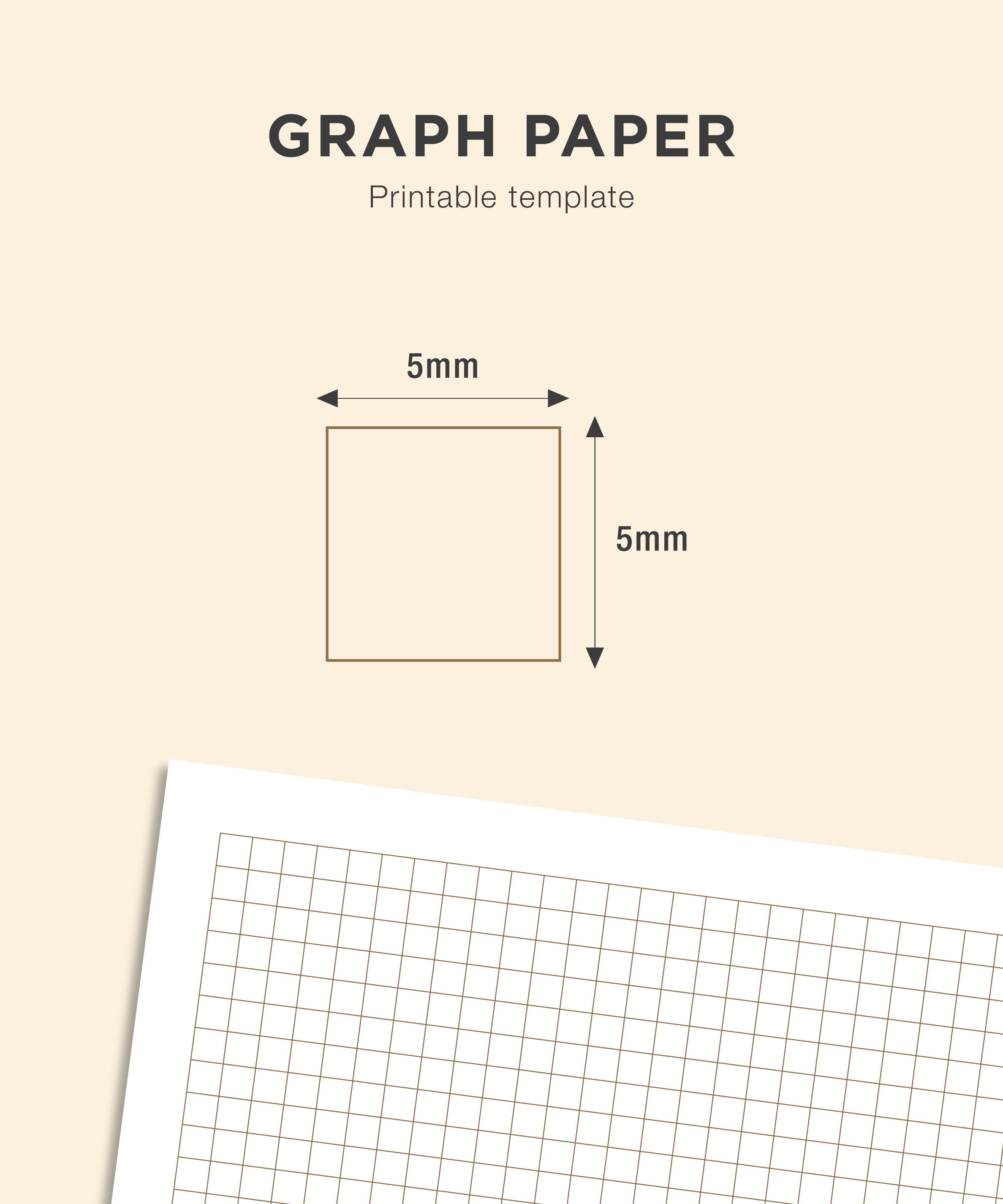 BULLET JOURNAL Graph Paper, Printable Graph Paper Numbered Pages, Square Grid Paper, 5mm Square