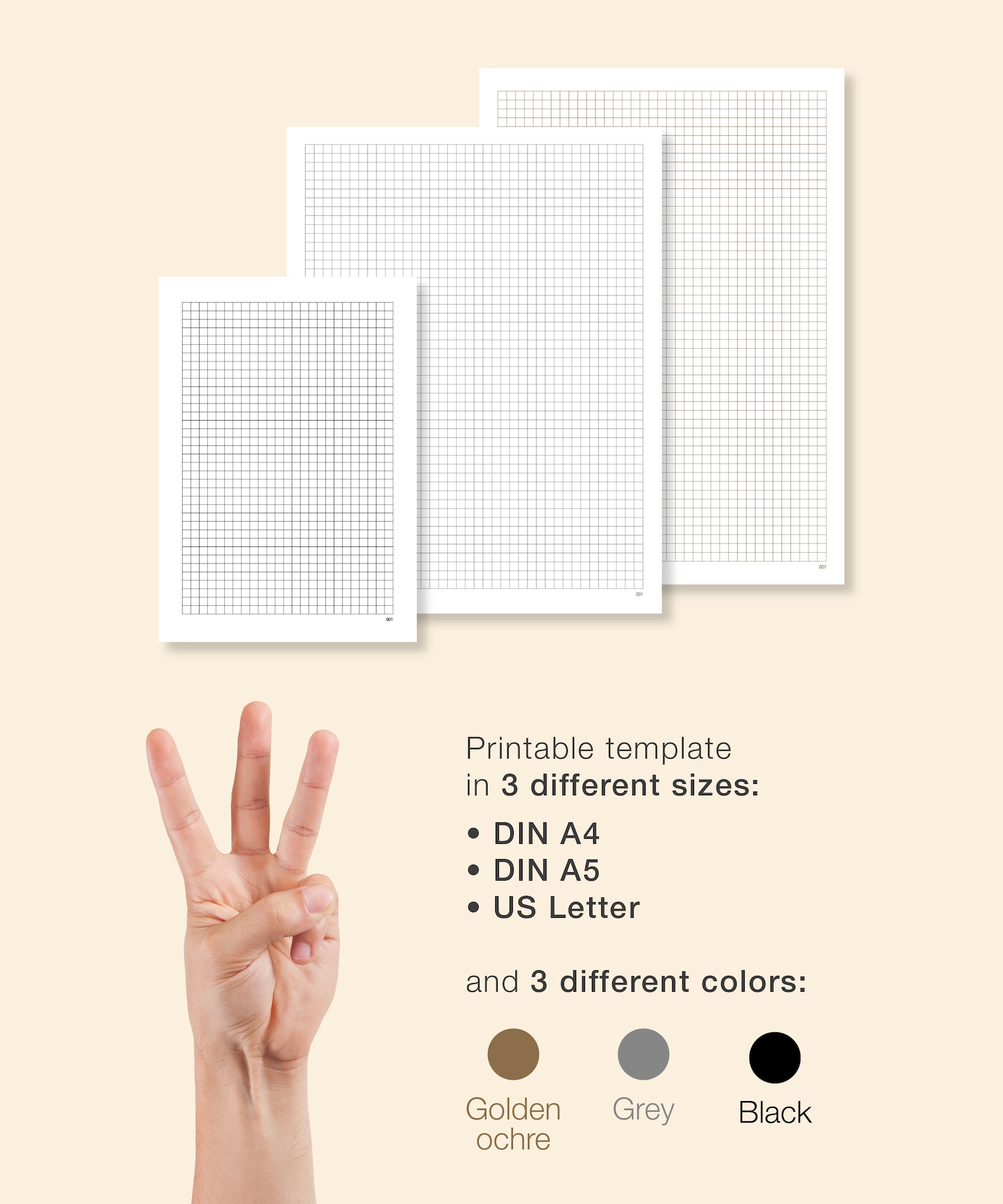 BULLET JOURNAL Graph Paper, Printable Graph Paper Numbered Pages, Square Grid Paper, 5mm Square